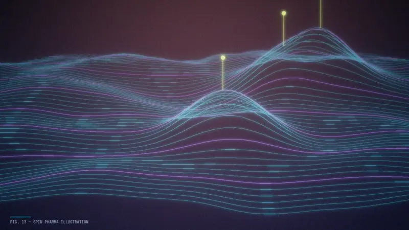 Abstract editorial illustration of two separate line paths, one made of molecules and one of market-style bars, running side by side without touching.