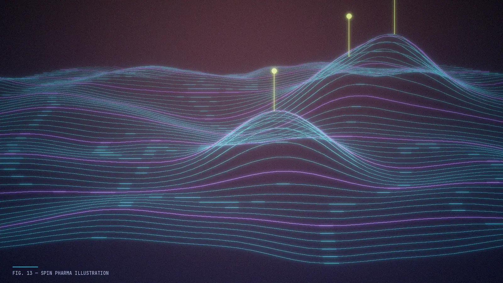 Abstract editorial illustration of two separate line paths, one made of molecules and one of market-style bars, running side by side without touching.